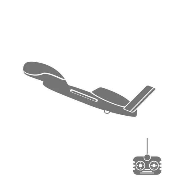 Векторное изображение иконки силуэта дрона с дистанционным управлением на белом фоне . — стоковый вектор