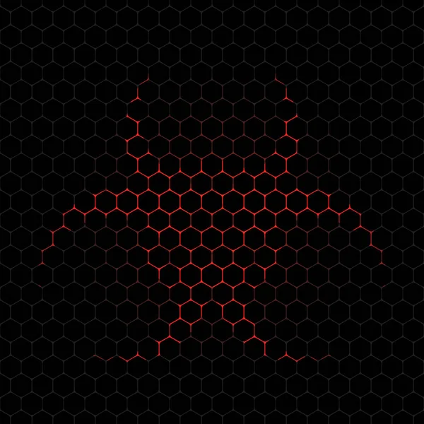 赤いバイオハザードシンボルシルエットを持つ抽象的なベクトル暗い背景. — ストックベクタ