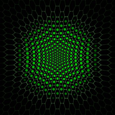 Parlak soyut vektör koyu yeşil altıgen arka plan.