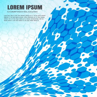 Vektör soyut gradyan mavi altıgen arka plan iş için parlaklık ve metin ile.