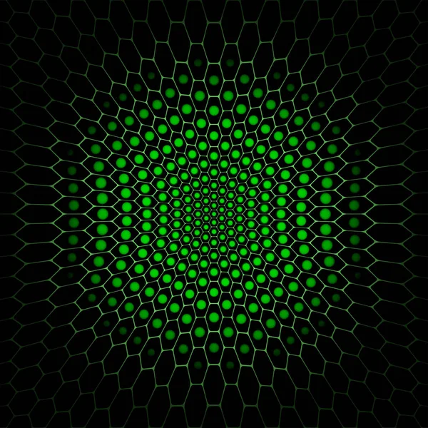 光を持つ抽象的なベクトル暗緑色の六角形の背景. — ストックベクタ
