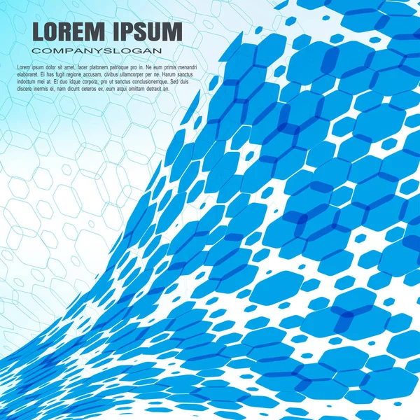 Vektör soyut gradyan mavi altıgen arka plan iş için parlaklık ve metin ile.