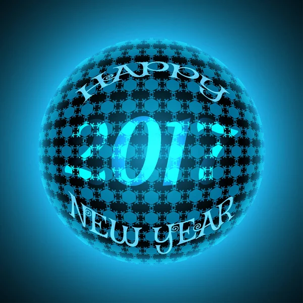 Διάνυσμα ευτυχισμένο το νέο έτος 2017 σφαίρα με κείμενο και μοτίβο στην διαβάθμιση σκούρο μπλε φόντο. — Διανυσματικό Αρχείο