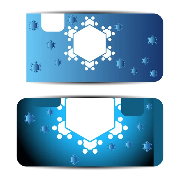 Blank of new year gift voucher on the blue gradient background with snowflakes.