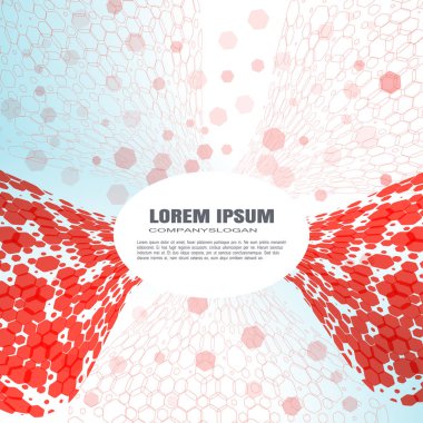 Vektör soyut gradyan kırmızı ve beyaz altıgen arka plan iş için metin ile.