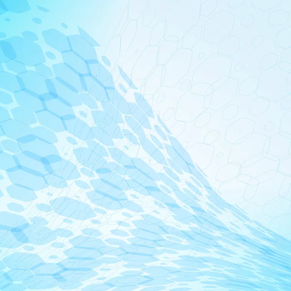 Абстрактный светло-синий фон с шестиугольными силуэтами и сеткой . — стоковое фото
