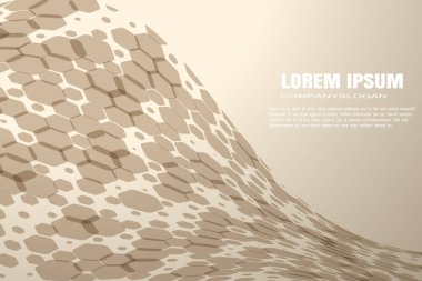 Altıgen şekiller farklı opaklık ve çeşitli siluetler ile vektör soyut kahverengi arka plan.