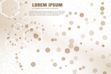 Altıgen şekiller ve siluetler ile vektör soyut kahverengi arka plan.