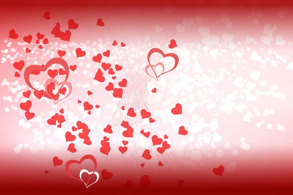 Illustration Des Valentinstages Roter Hintergrund Mit Sechseckmuster Und Herzsilhouetten — Stockfoto