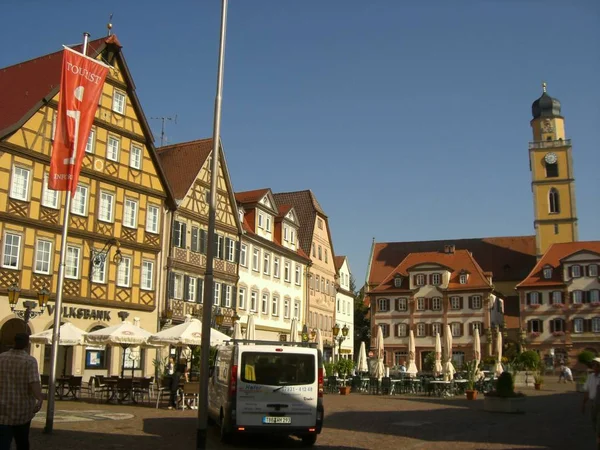 Główny Plac Bad Mergentheim Przy Ulicy Romantische Strasse — Zdjęcie stockowe