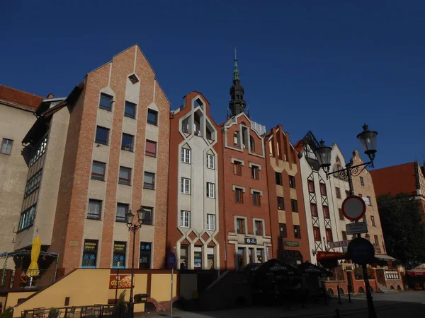 Buildings New Old Town Elblag Poland Interesting Reconstruction Mix Ancient — Stock Photo, Image