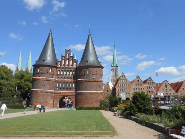 Holstentor Medieval Warehouses Hanseatic City Luebeck Germany — Stock Photo, Image