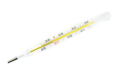 beyaz izole tıbbi mercury termometre