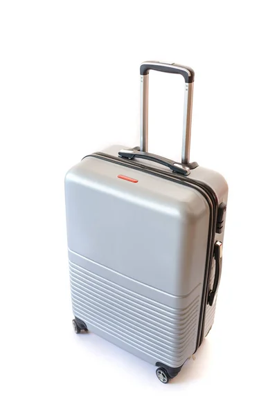 Beyaz arka plan üzerinde izole bir bavul. Polikarbonat suitcas — Stok fotoğraf