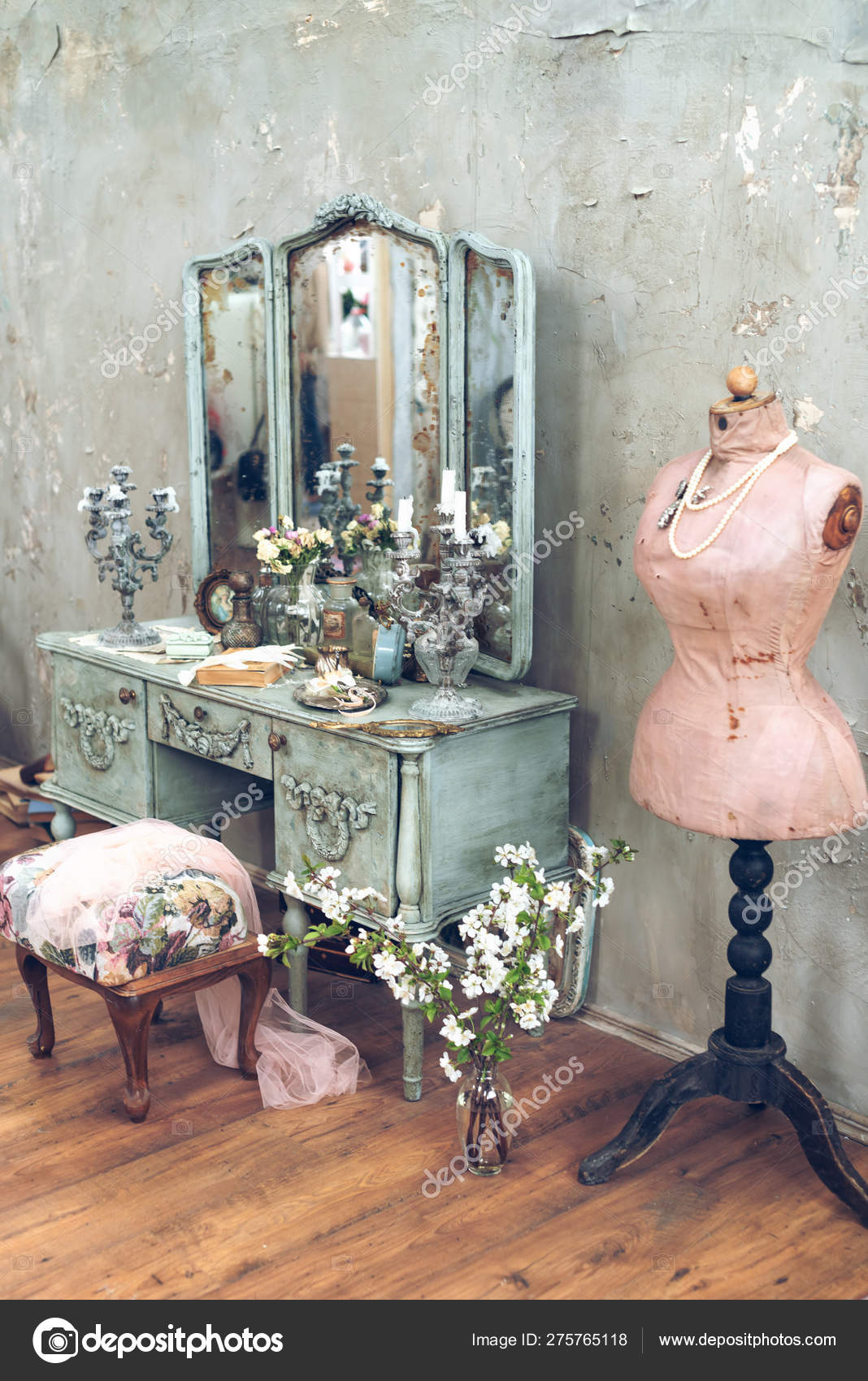 Vintage Room In A Photo Studio With Wooden