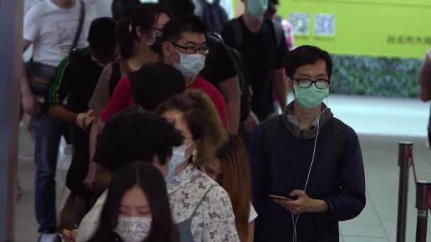 Taipei Tayvan Haziran 2020 Coronavirus Karantinasının Yavaş Hareketi Covid19 Metro — Stok video
