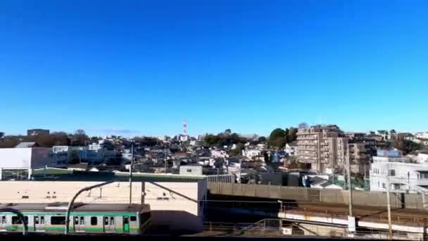 Tokyo Japon Février 2020 Train Traverse Ville Tokyo Train Trains — Video