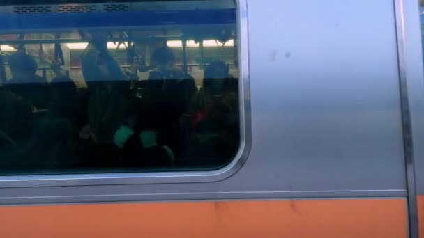 Tóquio Japão Janeiro 2020 Trem Viaja Sobre Estrada Ferro Através — Vídeo de Stock