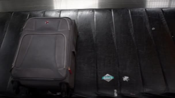 Suitcase Luggage Conveyor Belt Baggage Claim Arrivals Lounge Airport International — Stock Video