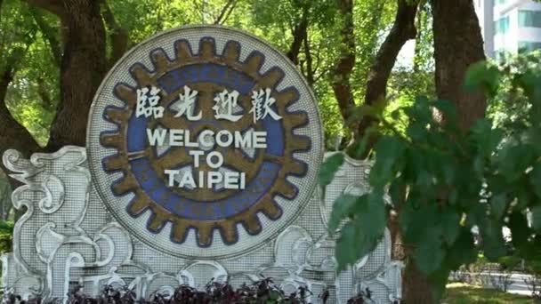 Taipei Tayvan Şubat 2020 Tayvan Başkenti Parktaki Büyük Ağaçlar Arasında — Stok video
