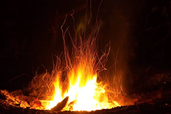 Nachtfeuer Bei Picknick — Stockfoto