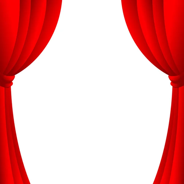 Червоні Відкриті Штори Театру Білому Тлі Ліцензійні Стокові Ілюстрації