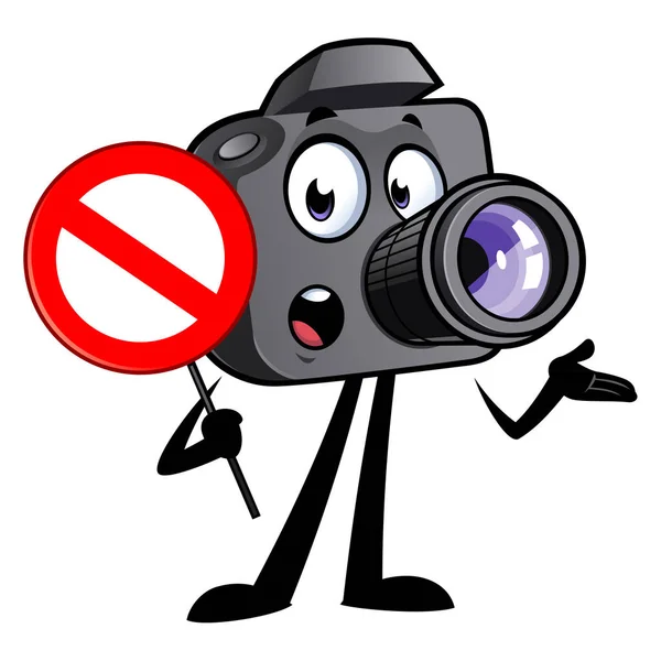 Талісман Мультиплікаційної Камери Забороненим Сигналом Руці Ліцензійні Стокові Ілюстрації