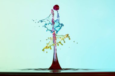 renk su sıçrama soyut arka plan, renkli damla çarpışma, kavram sanatı