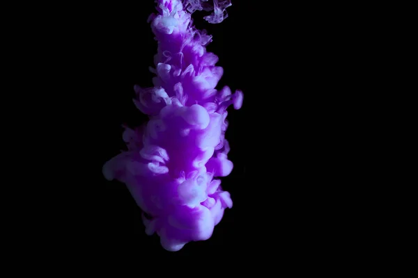 Paint stream in water, colored ink cloud, abstract background, process of liquefaction blue dye on a black background — Stock Photo, Image
