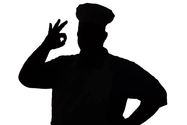Illustrationof a Happy Chef egy fehér elszigetelt háttér, férfi kéz azt mutatja, rendben — Stock Fotó