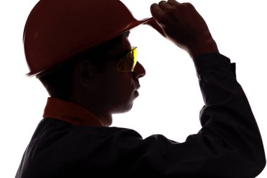 kask bir adam yüz inşaat mühendisi siluet profili