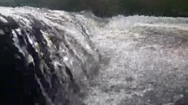 小さな滝が小さな乙女に流れ込み たくさんの美しい水が飛び散る — ストック動画