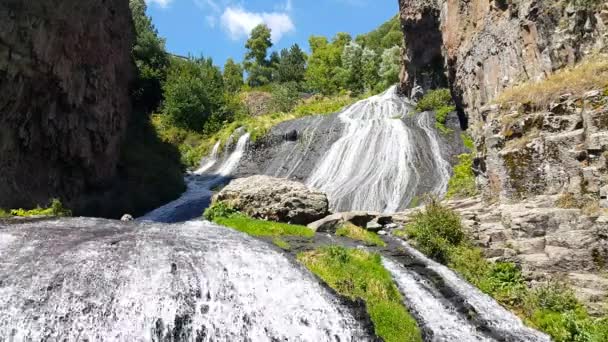 Very Beautiful Waterfall Tourist Resort Town Jermuk Which Located Armenia — Stock Video