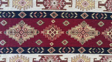Ermeni desenli kumaş. Geleneksel süs ve desenli halı detayı. Nakış nakış en eski dikiş türlerinden biridir. Eski arkaplan.