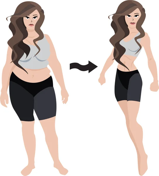 Transformation. Young Fat Woman Becoming Slim Fit Girl Stock Image - Image  of dietitian, fatty: 89153347