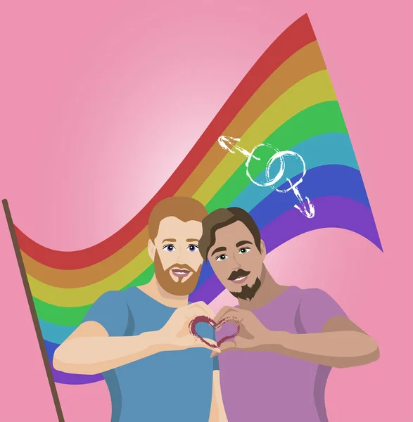 Dois Gay Homens Com Dobrado Dedos Forma Coração — Fotografia de Stock