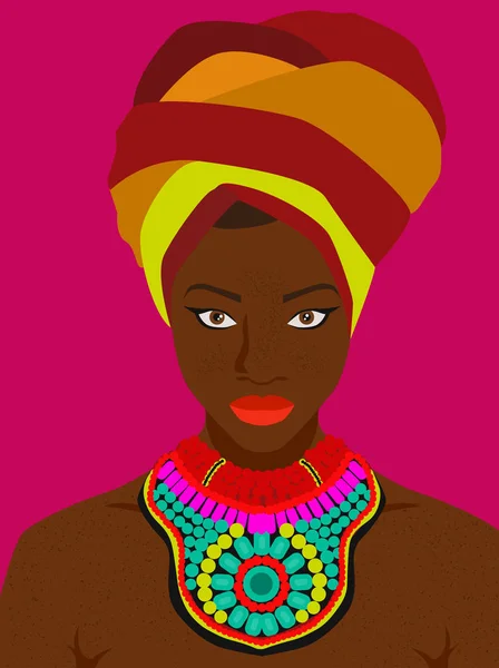 African woman with bright necklace