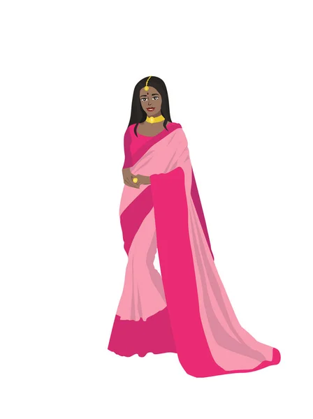 Indická Dívka Národním Kostýmu Sari — Stock fotografie