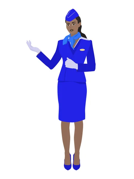 Black Skinned Flight Attendant Uniform — Stock Photo, Image