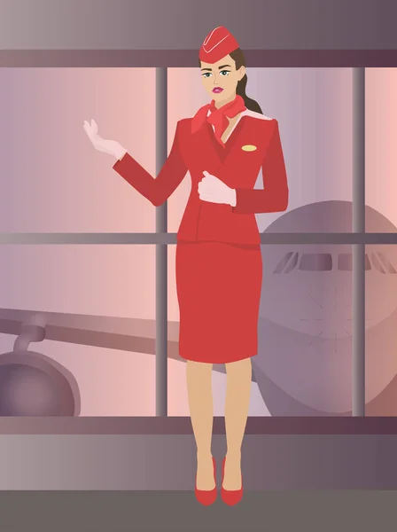 White-skinned flight attendant in uniform
