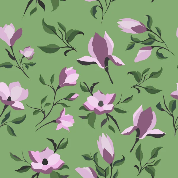 Nahtloses Muster Mit Magnolienblüten — Stockfoto
