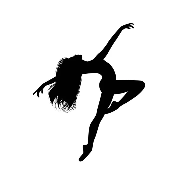 Silhouette Dancing Girl Beautiful Pose — 스톡 사진