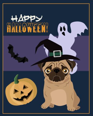 Cadılar Bayramı pug için poster