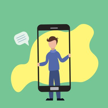 Akıllı telefon ekranındaki adam.