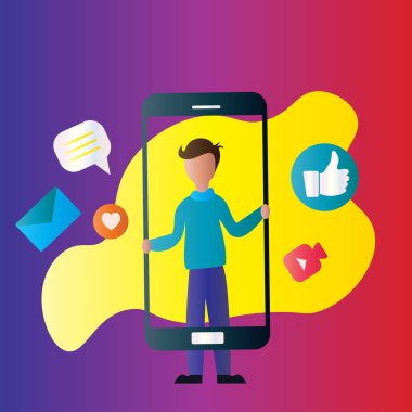 Akıllı telefon ekranındaki adam.