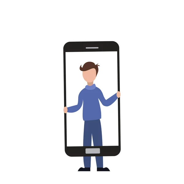 Homem Tela Smartphone — Fotografia de Stock