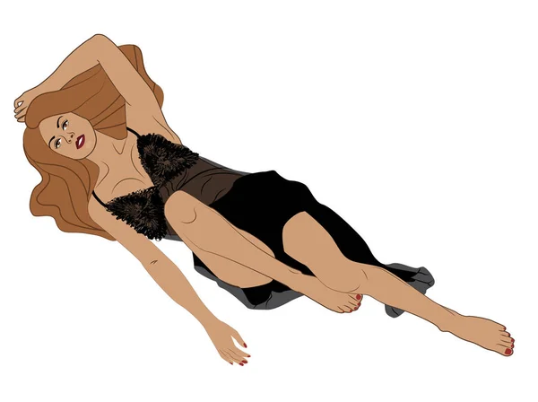 Девушка Лежит Полу Нижнем Белье — стоковое фото