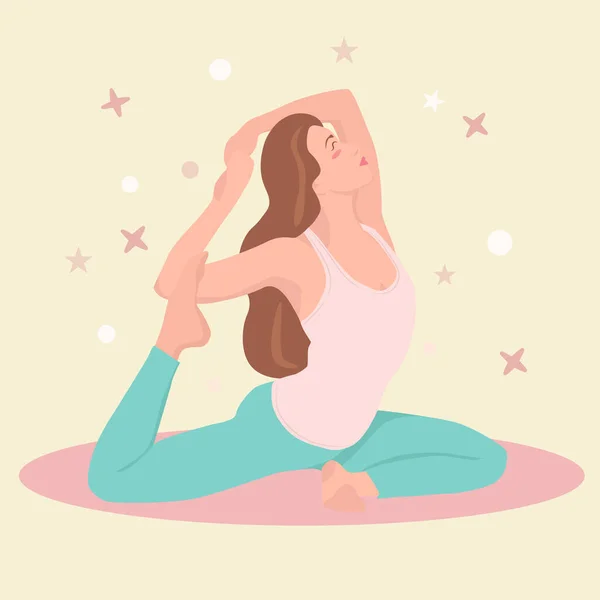 Yoga Illustration Ein Mädchen Taubenpose Eka Pada Rajakapotasana — Stockfoto