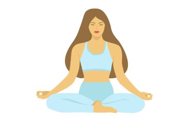 Yoga: Bir kız bacak bacak üstüne atarak meditasyon yapar