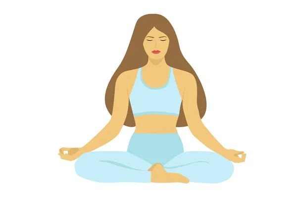 Yoga Ein Mädchen Meditiert Schneidersitz — Stockfoto